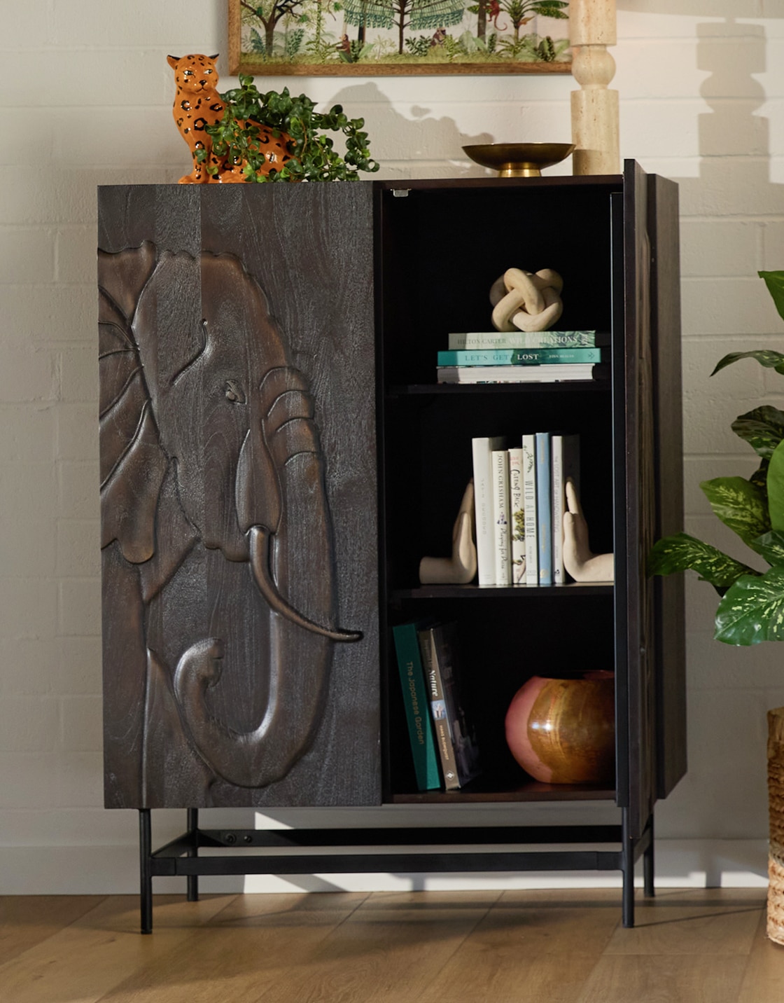 Indra Wood Elephant Cabinet