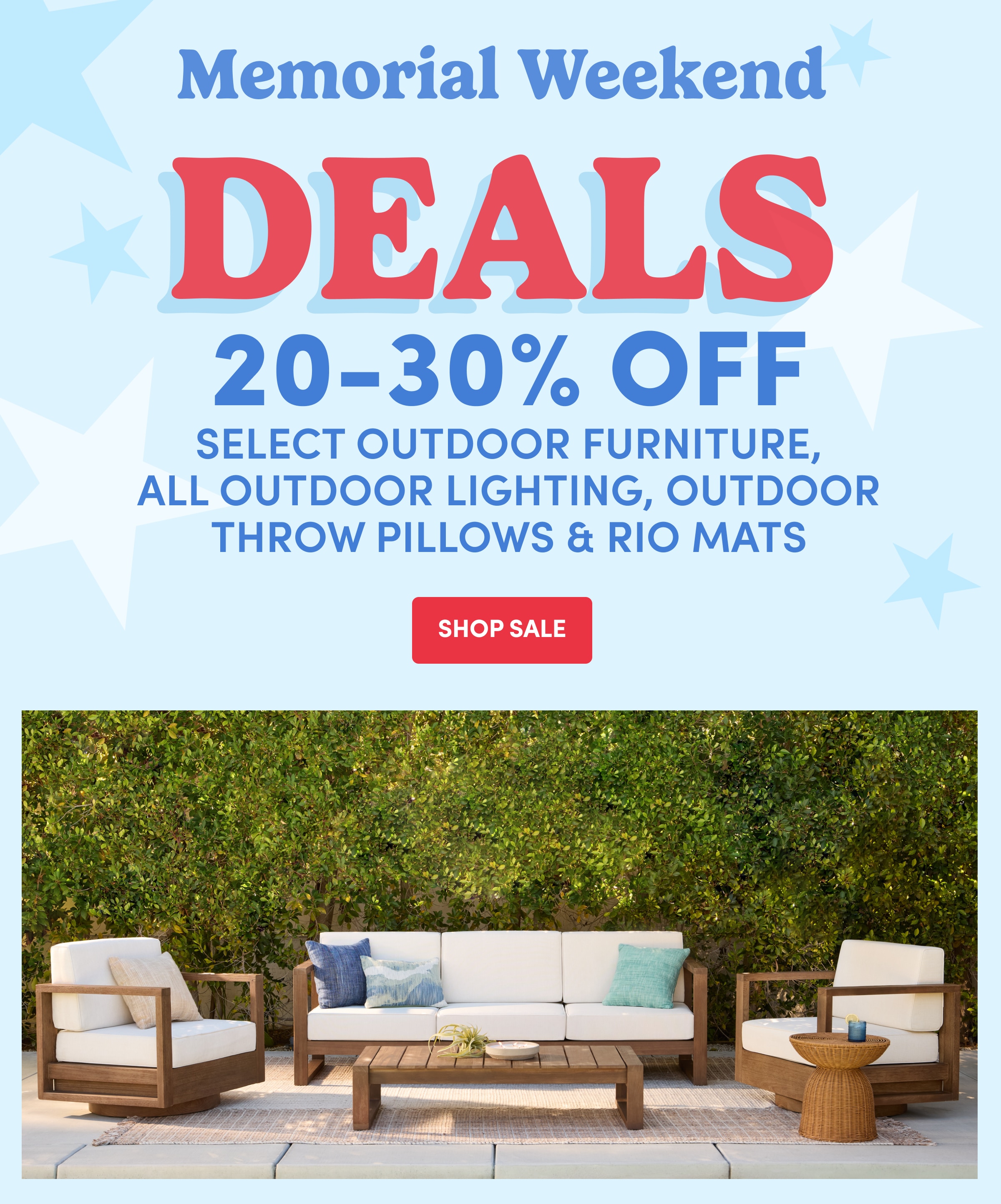 Memorial Weekend DEALS 20-30% Off SHOP Sale