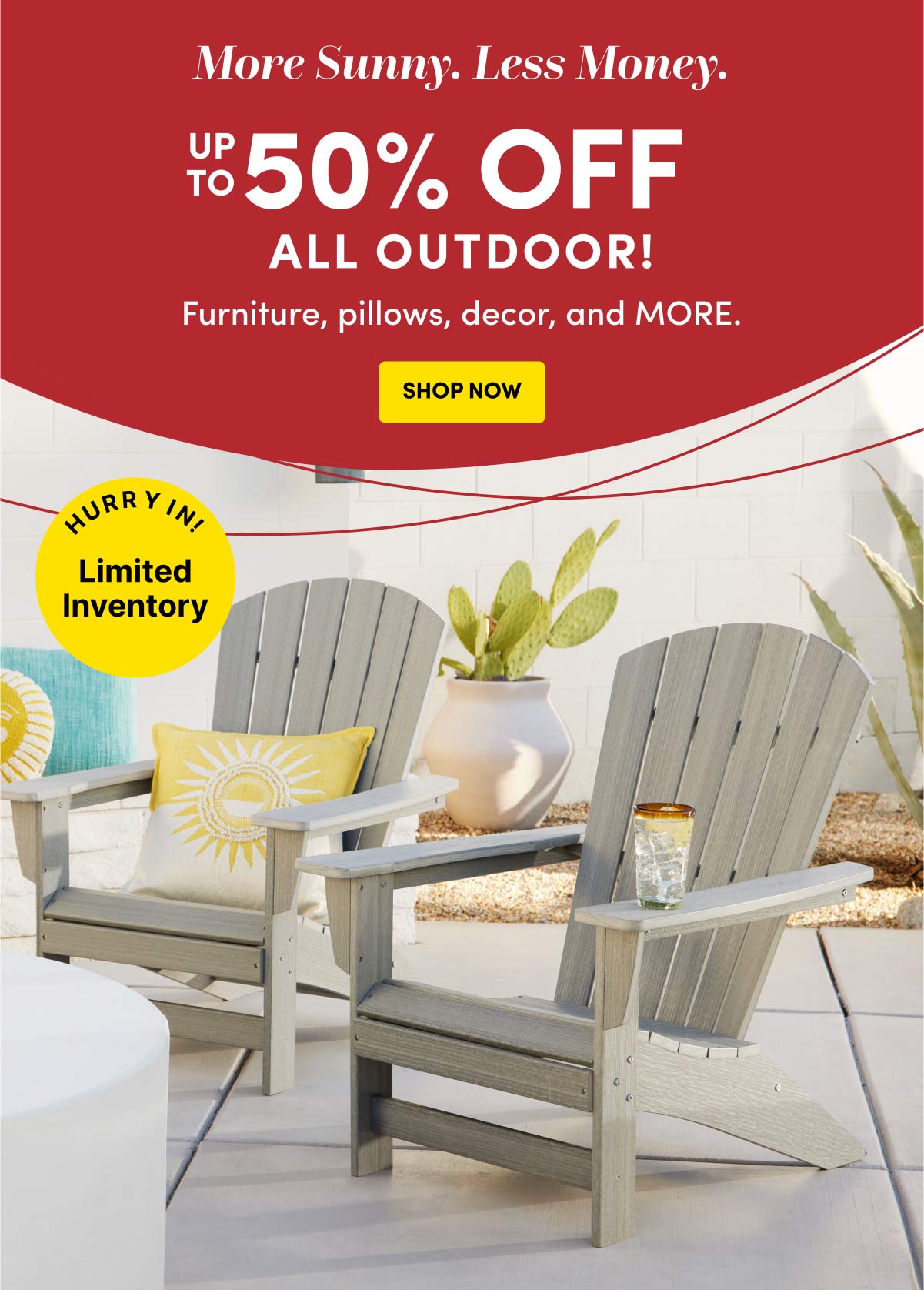 50% OFF | ALL OUTDOOR! | SHOP NOW