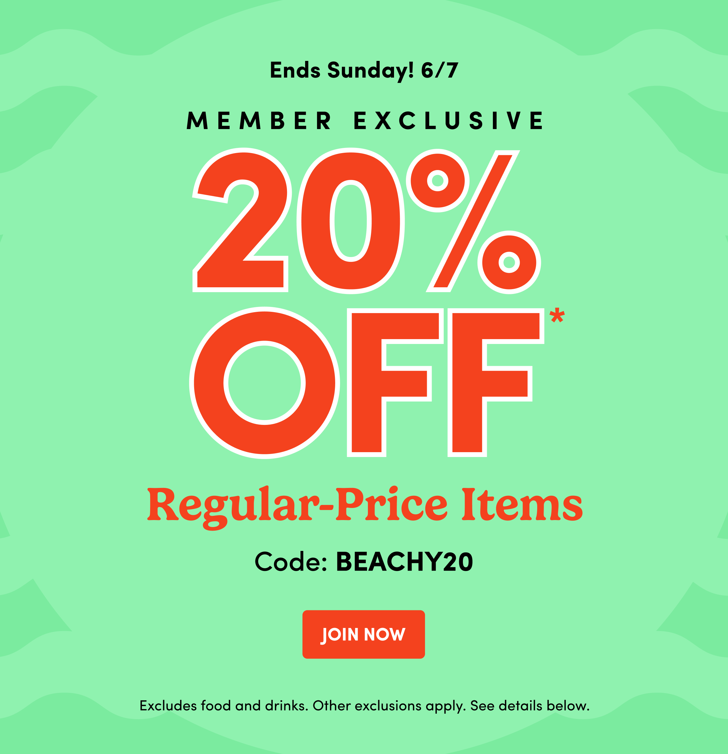 Ends Sunday! 6/7 20% OFF Code: BEACHY20 JOIN NOW